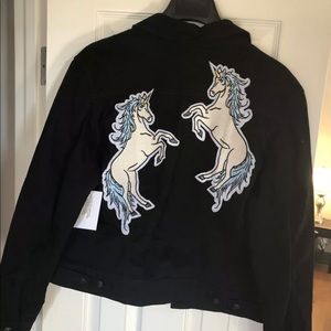 LuLaRoe Harvey Jacket Size XL Black W/ Unicorns
